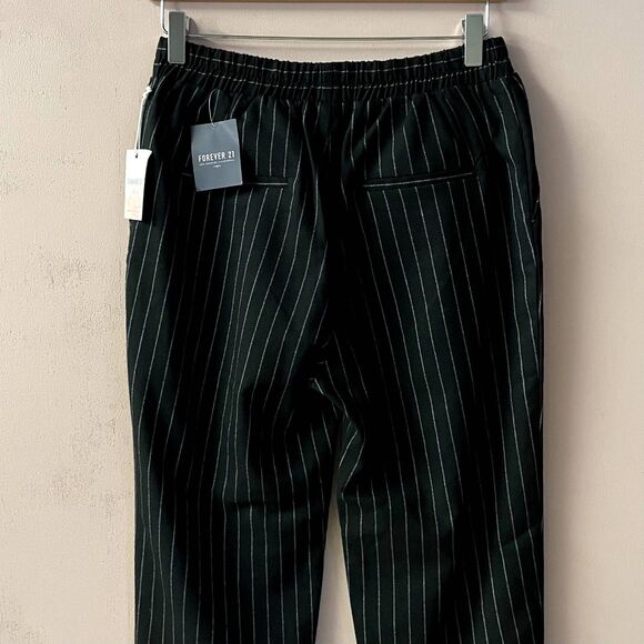 Forever 21 Black Striped High-Waisted Pants Size M NWT - Picture 8 of 11